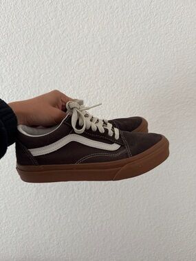 Vans Brown Suede Low-Top Sneakers with White Stripe